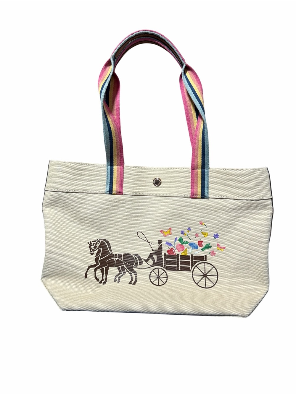 Coach Dreamy Horse and Carriage Canvas Tote in Cream -C8260